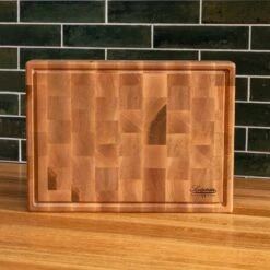 Maple End Grain Rectangle Butcher Block with Juice Groove -Laurel Mercantile Store Maple Rectangle End Grain Butcher Block with Juice Groove Medium 00006