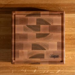 Maple End Grain Square Butcher Block With Juice Groove -Laurel Mercantile Store Maple Square End Grain Butcher Block with Juice Groove Medium 00002