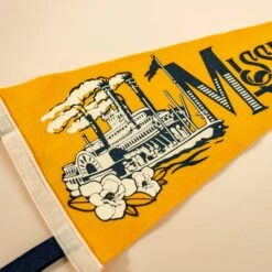Mississippi State Felt Pennant | Vintage Gold & Navy Wall Decor 7 Mississippi State Felt Pennant | Vintage Gold & Navy Wall Decor -Laurel Mercantile Store Mississippi Pennant 00003