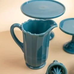 Georgia Blue Panel Glass Pitcher