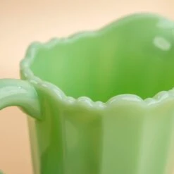 Jadeite Panel Glass Pitcher -Laurel Mercantile Store Mosser Jadeite Panel Glass Pitcher 00010