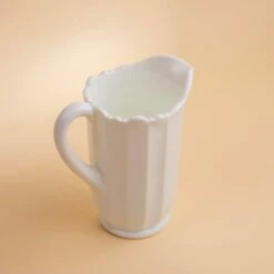 Milk Glass Panel Glass Pitcher -Laurel Mercantile Store Mosser Milk Glass Panel Pitcher 00002