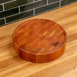 Scotsman Cherry End Grain Round Butcher Block with Juice Groove -Laurel Mercantile Store NewWoodProducts Cherry June14 2024 160 b580d11e b196 4ed1 86a7 1e07abf4f86f