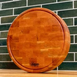 Scotsman Cherry End Grain Round Butcher Block with Juice Groove -Laurel Mercantile Store NewWoodProducts Cherry June14 2024 165 443e544e ba7e 401d 8b6d a1ba81820d8e