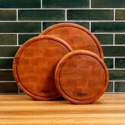 Scotsman Cherry End Grain Round Butcher Block with Juice Groove