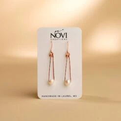 Novi Pearl Triad Earrings - Handmade Hammered Copper & Pearl