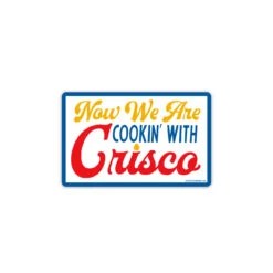 Crisco Retro Vinyl Sticker - Now We Are Cooking With Crisco (3.5" x 2")