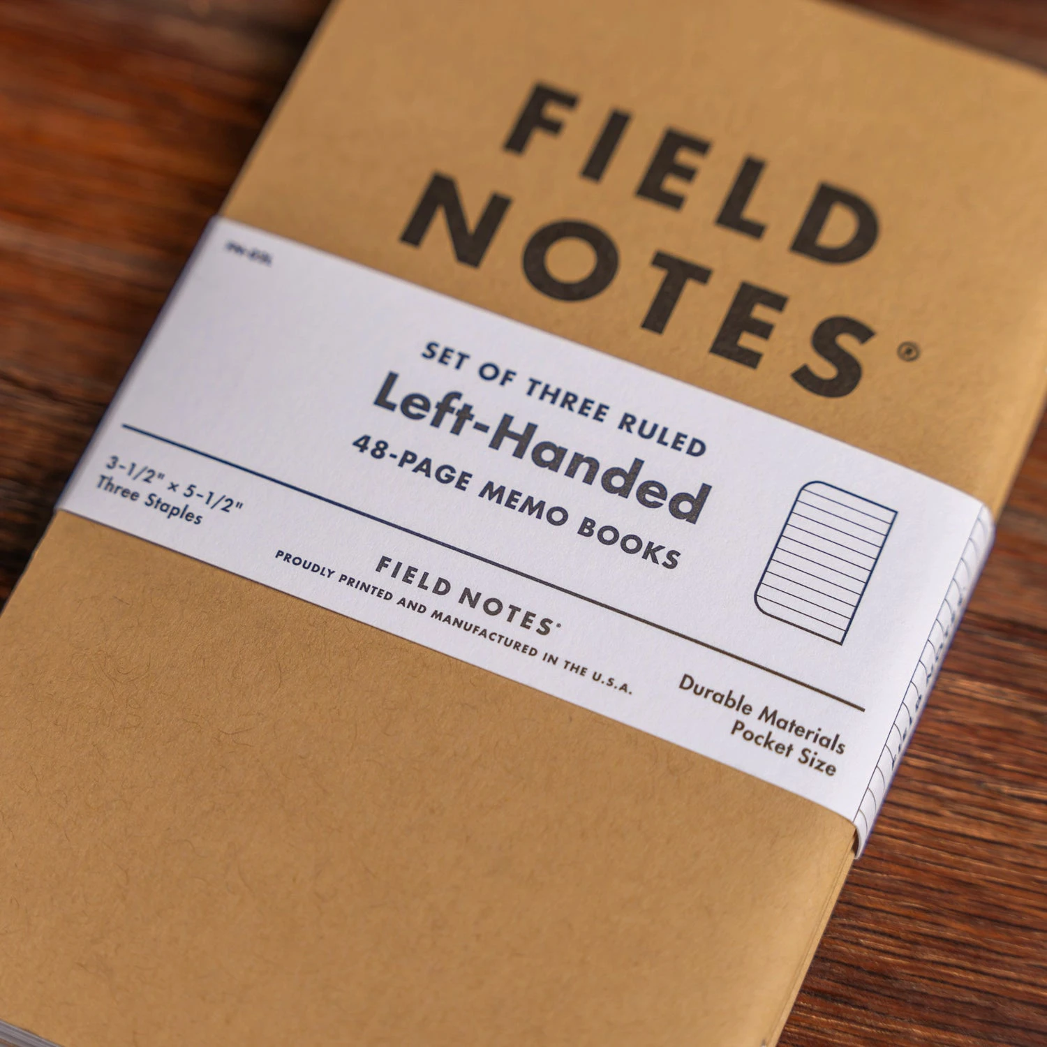 Field Notes Original Kraft Left-Handed Ruled Memo Books - 3-Pack 4 Field Notes Original Kraft Left-Handed Ruled Memo Books - 3-Pack - Image 2