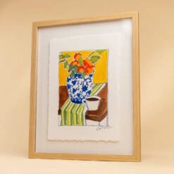 Peonies In Ginger Jar -Laurel Mercantile Store Peonies In Ginger Jar framed 00008