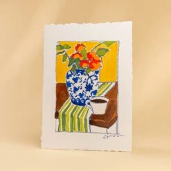 Peonies In Ginger Jar -Laurel Mercantile Store Peonies In Ginger Jar unframed 00007