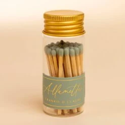 Sage Green Mini Glass Match Jar - Decorative Apothecary Matches