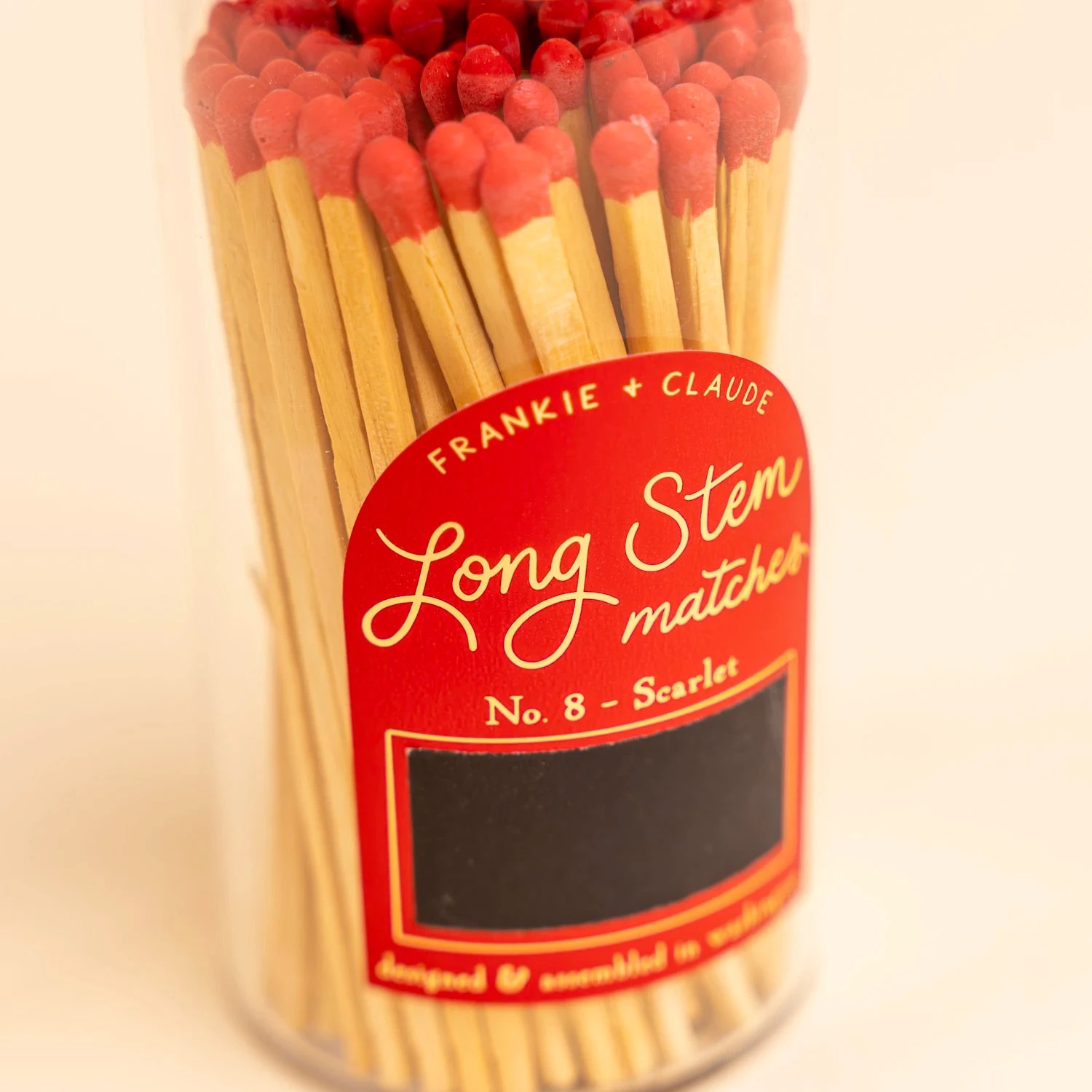 Scarlet Long Stem Decorative Matches Jar with Acacia Wood Lid 5 Scarlet Long Stem Decorative Matches Jar with Acacia Wood Lid - Image 3