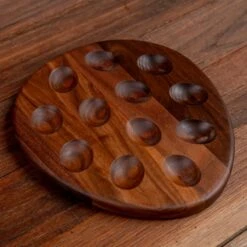 Walnut Deviled Egg Tray - 12 Slot Solid Wood Reversible Serving Platter -Laurel Mercantile Store ScotsmanCo Deviled Egg Tray Walnut Maple Wood kitchenware home kitchen 00023