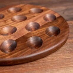 Walnut Deviled Egg Tray - 12 Slot Solid Wood Reversible Serving Platter -Laurel Mercantile Store ScotsmanCo Deviled Egg Tray Walnut Maple Wood kitchenware home kitchen 00027