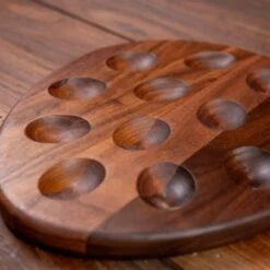 Walnut Deviled Egg Tray - 12 Slot Solid Wood Reversible Serving Platter -Laurel Mercantile Store ScotsmanCo Deviled Egg Tray Walnut Maple Wood kitchenware home kitchen 00029
