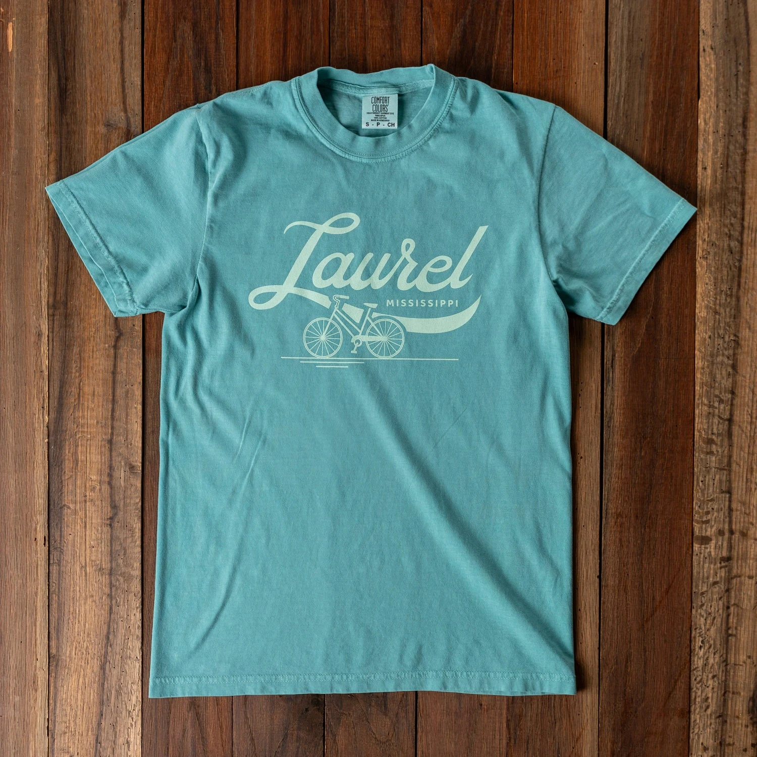 Seafoam Laurel Bike Graphic T-Shirt - Premium Comfort Colors Tee 3 Seafoam Laurel Bike Graphic T-Shirt - Premium Comfort Colors Tee
