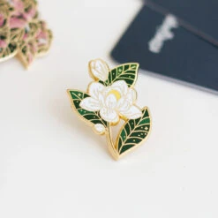 Southern Magnolia Enamel Pin - Premium Hard Enamel Floral Accessory