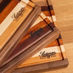 Scotsman Striped Solid Hardwood Butcher Block with Juice Groove -Laurel Mercantile Store Striped Butcher Block with Juive Groove 00006