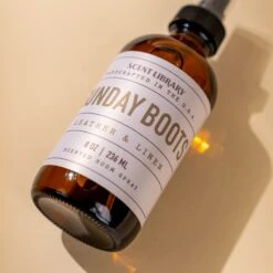 Leather and Linen Sunday Boots Room Spray - 8 oz Artisan Scented Mist -Laurel Mercantile Store Sunday Boots Room Spray 00006