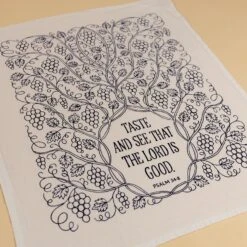 Taste And See Scripture Tea Towel -Laurel Mercantile Store Taste and See Hymn Tea Towel 00003