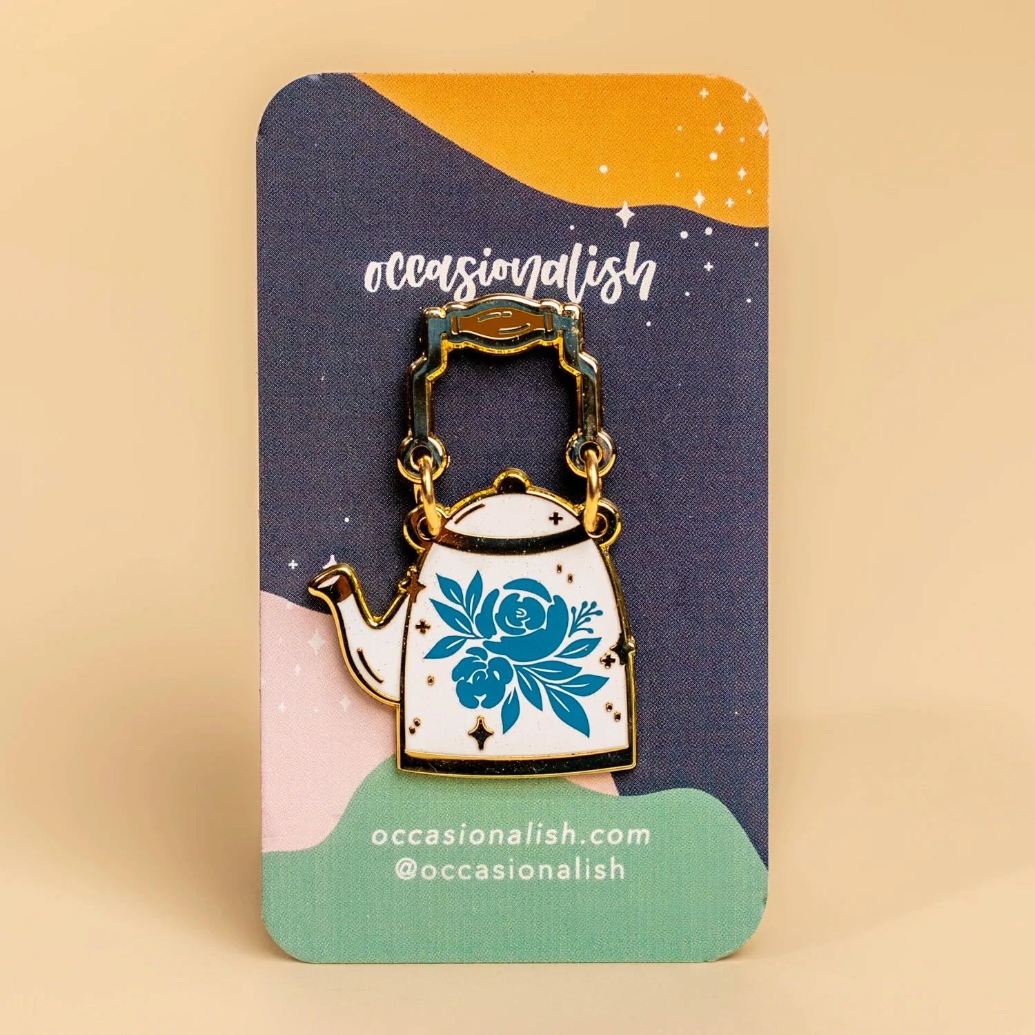 Vintage Blue Floral Teapot Hard Enamel Pin for Tea Lovers 4 Vintage Blue Floral Teapot Hard Enamel Pin for Tea Lovers - Image 2