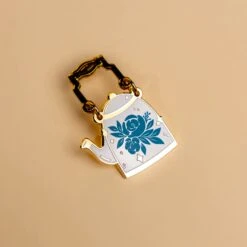 Vintage Blue Floral Teapot Hard Enamel Pin for Tea Lovers 7 Vintage Blue Floral Teapot Hard Enamel Pin for Tea Lovers -Laurel Mercantile Store Teapot Enamel Pin 00002