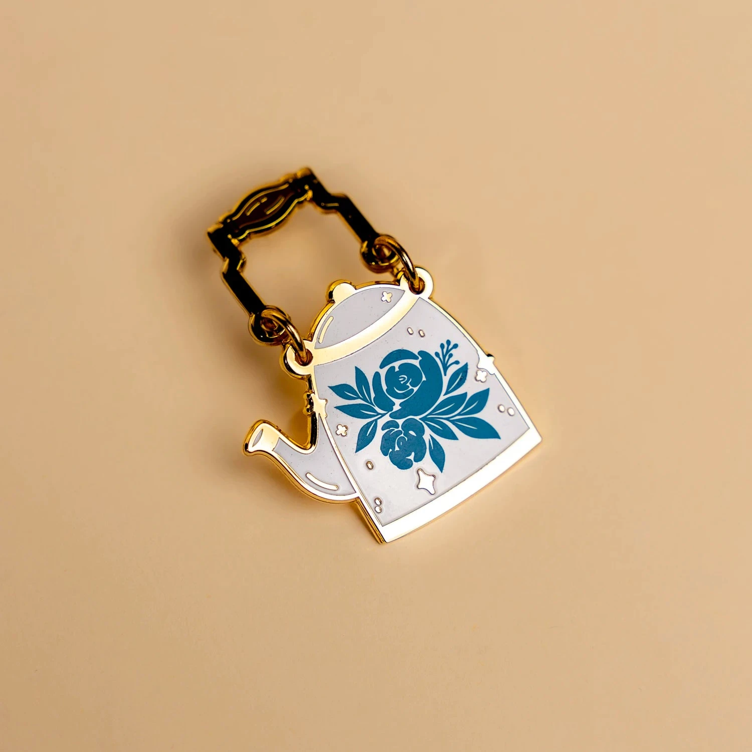 Vintage Blue Floral Teapot Hard Enamel Pin for Tea Lovers 5 Vintage Blue Floral Teapot Hard Enamel Pin for Tea Lovers - Image 3