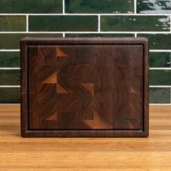 Premium Walnut End Grain Butcher Block with Juice Groove -Laurel Mercantile Store Walnut End Grain Rectangle Butcher Block with Juice Grove small 00001