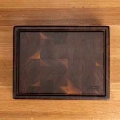 Premium Walnut End Grain Butcher Block with Juice Groove -Laurel Mercantile Store Walnut End Grain Rectangle Butcher Block with Juice Grove small 00002