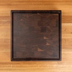 Walnut End Grain Square Butcher Block with Juice Groove -Laurel Mercantile Store Walnut End Grain Square Butcher Block with Juice Groove large 00001