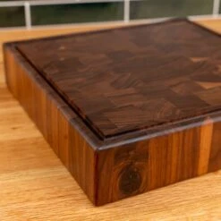 Walnut End Grain Square Butcher Block with Juice Groove -Laurel Mercantile Store Walnut End Grain Square Butcher Block with Juice Groove large 00005