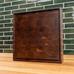 Walnut End Grain Square Butcher Block with Juice Groove -Laurel Mercantile Store Walnut End Grain Square Butcher Block with Juice Groove large 00008