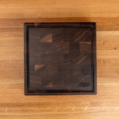 Walnut End Grain Square Butcher Block with Juice Groove -Laurel Mercantile Store Walnut End Grain Square Butcher Block with Juice Groove medium 00001
