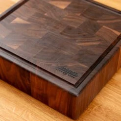 Walnut End Grain Square Butcher Block with Juice Groove -Laurel Mercantile Store Walnut End Grain Square Butcher Block with Juice Groove medium 00009