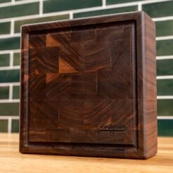 Walnut End Grain Square Butcher Block with Juice Groove -Laurel Mercantile Store Walnut End Grain Square Butcher Block with Juice Groove small 00009
