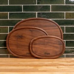 Walnut Oval Serving Board With Juice Groove