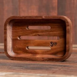 Scotsman Walnut Wood Soap Dish -Laurel Mercantile Store Walnut Soap Dish00006