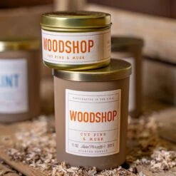Woodshop Scented Candle - Pine and Musk Workshop Fragrance - 11 oz